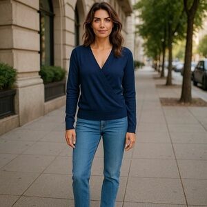 NWT Navy Blue Lety & Me Wrap Alesi Surplice Sweater For Stitch Fix Size 2X